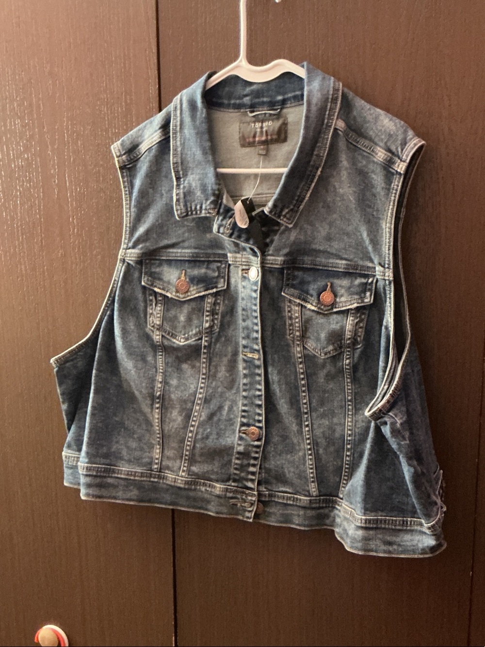 torrid Vintage Stretch Denim Vest in Washed Blue